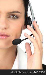 Secretary wearing a headset