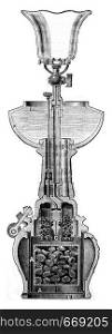 Section of a lamp, vintage engraved illustration. Industrial encyclopedia E.-O. Lami - 1875.