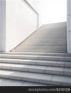 Section of Outdoor White Spacious Stairs on Clean White Background. Generative ai. High quality illustration. Section of Outdoor White Spacious Stairs on Clean White Background. Generative ai
