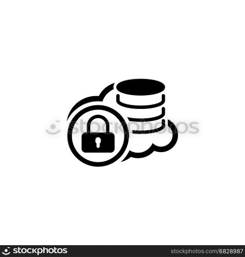 Secure Cloud Storage Icon. Flat Design.. Secure Cloud Storage Icon. Security concept with a cloud and a padlock. Isolated Illustration. App Symbol or UI element.