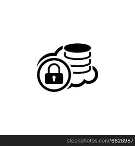Secure Cloud Storage Icon. Flat Design.. Secure Cloud Storage Icon. Security concept with a cloud and a padlock. Isolated Illustration. App Symbol or UI element.