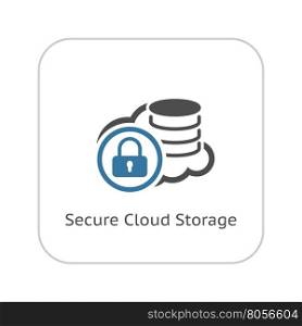 Secure Cloud Storage Icon. Flat Design.. Secure Cloud Storage Icon. Flat Design. Security concept with a cloud and a padlock. Isolated Illustration. App Symbol or UI element.
