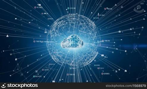 Secure Digital Data Network. Digital Cloud Computing Cyber Security Concept