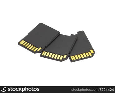 Secure Digital memory cards on white background