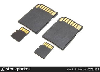 Secure Digital memory cards on white background