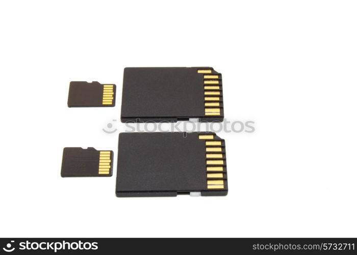 Secure Digital memory cards on white background