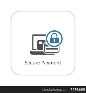 Secure Payment Icon. Flat Design.. Secure Payment Icon. Flat Design Isolated Illustration. App Symbol or UI element. Laptop with Bank Card and Padlock.