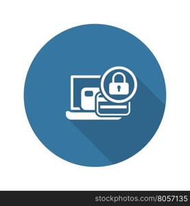 Secure Payment Icon. Flat Design.. Secure Payment Icon. Flat Design Isolated Illustration. App Symbol or UI element. Laptop with Bank Card and Padlock.