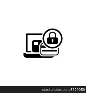 Secure Payment Icon. Flat Design.. Secure Payment Icon. Isolated Illustration. App Symbol or UI element. Laptop with Bank Card and Padlock.