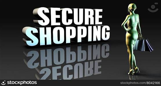 Secure Shopping as a Concept with Lady Holding Shopping Bags. Secure Shopping