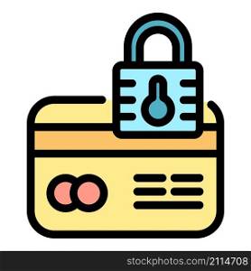 Secured credit card icon. Outline secured credit card vector icon color flat isolated. Secured credit card icon color outline vector