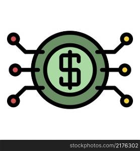Secured digital money icon. Outline secured digital money vector icon color flat isolated. Secured digital money icon color outline vector