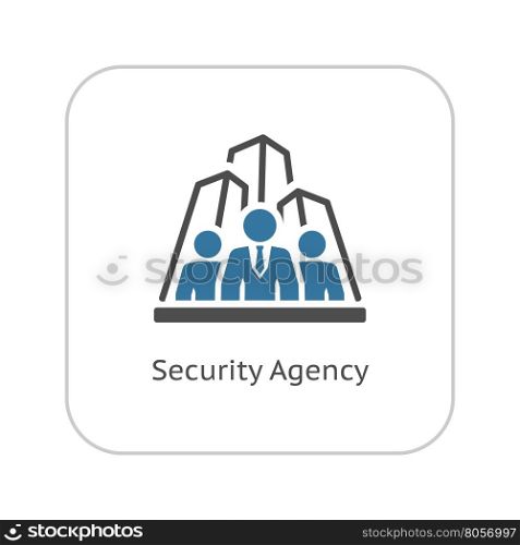 Security Agency Icon. Flat Design.. Security Agency Icon. Flat Design Isolated Illustration. App Symbol or UI element. Team of people with skyscrapers in back.
