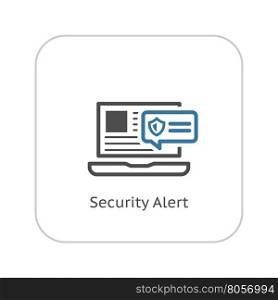 Security Alert Icon. Flat Design.. Security Alert Icon. Flat Design. Security Concept with a Laptop and a Security Notification. Isolated Illustration. App Symbol or UI element.