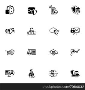 Security and Protection Icons Set.. Security and Protection Icons Set. Isolated Illustration. App Symbol or UI element. Wallet protection and mobile security symbol, secure mail symbol, password protection and private security symbol.