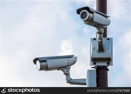 Security Camera CCTV with blue sky