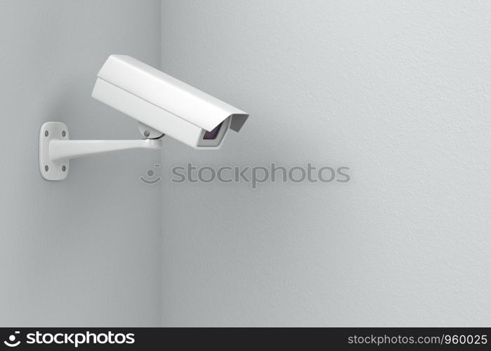 Security camera mounted on the wall