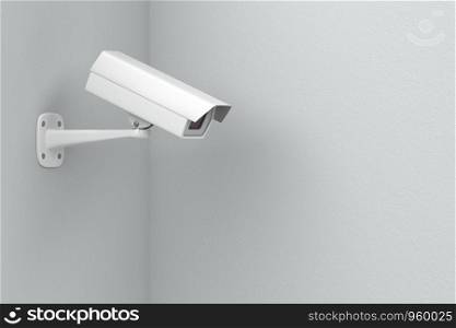 Security camera mounted on the wall