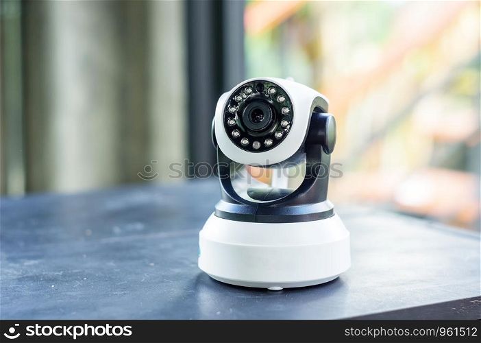 Security camera on black table.