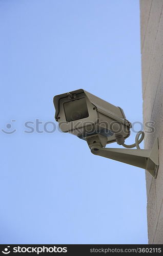 Security camera on wall