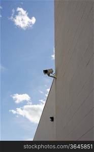 Security cameras on building wall