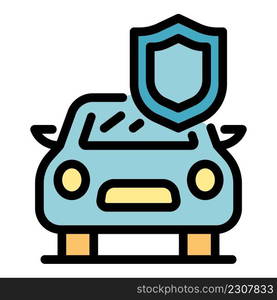 Security car icon. Outline security car vector icon color flat isolated. Security car icon color outline vector