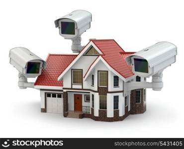 Security CCTV camera on the house. 3d