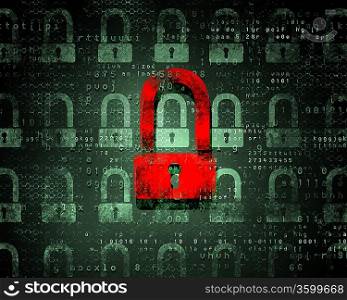 Security concept: Lock on digital screen, illustration