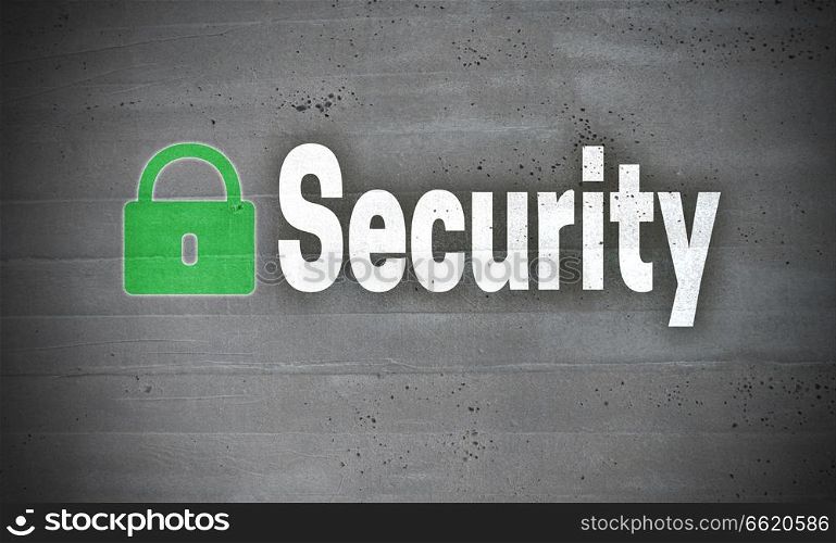 Security on concrete wall background concept.. Security on concrete wall background