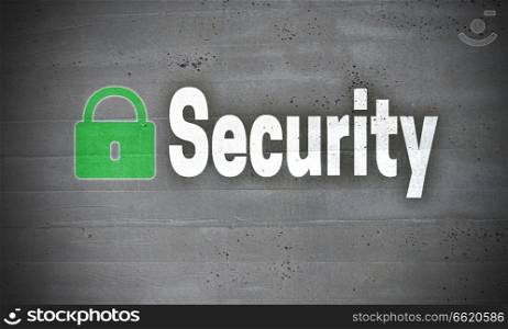 Security on concrete wall background concept.. Security on concrete wall background