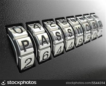 Security password combination concept, Three-dimensional image. 3d