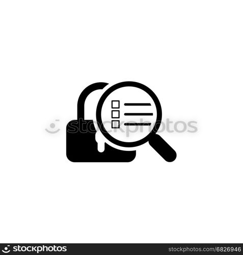Security Scan Icon. Flat Design.. Security Scan Icon. Flat Design. Security concept with a padlock and a magnifying glass. Isolated Illustration. App Symbol or UI element.