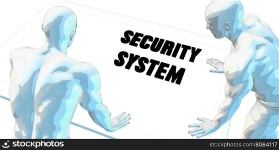 Security System Discussion and Business Meeting Concept Art. Security System