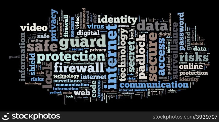 Security word cloud illustration concept over dark background