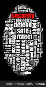 Security word cloud illustration concept over dark background