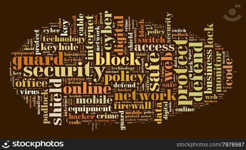 Security word cloud illustration concept over dark background