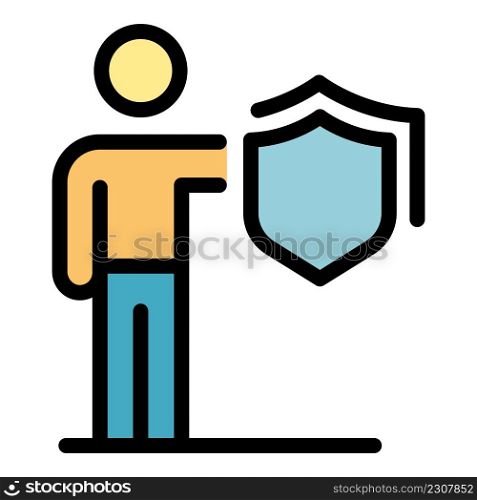 Security worker icon. Outline security worker vector icon color flat isolated. Security worker icon color outline vector