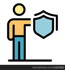 Security worker icon. Outline security worker vector icon color flat isolated. Security worker icon color outline vector