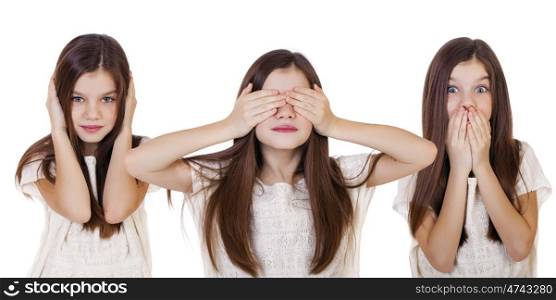 See No Evil, Hear No Evil, I do not say anything, isolated on white background