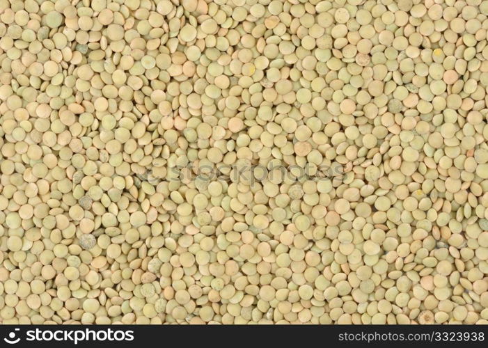 Seeds of lentils close up on a white background.