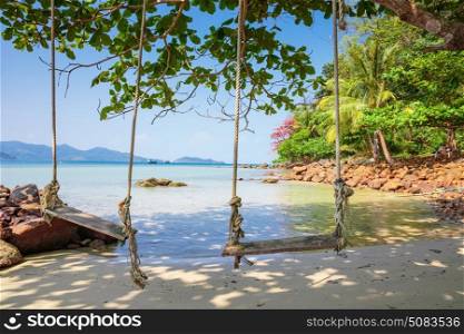 Seesaw on the beach of a tropical island