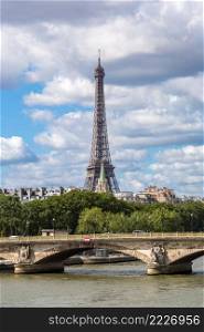 Seine and Eiffel tower in a beautiful summer day in Paris