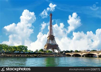Seine in Paris with Eiffel Tower in day