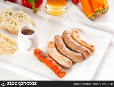 selection of all main type of german wurstel saussages, frankfurter,wiener,bratwurst,FrAnkische,Coburger,Kulmbacher,NA?rnberger,WA?rzburger,ThA?ringe, MORE DELICIOUS FOOD ON PORTFOLIO