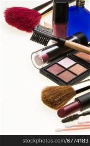 Selection of make-up and cosmetic products
