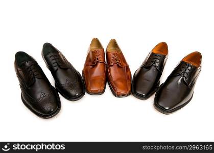 Selection of male shoes isolated on white