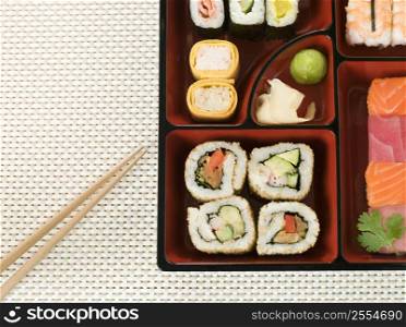Selection of Sushi In a Bento Box