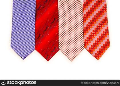 Selection of ties isolated on the white