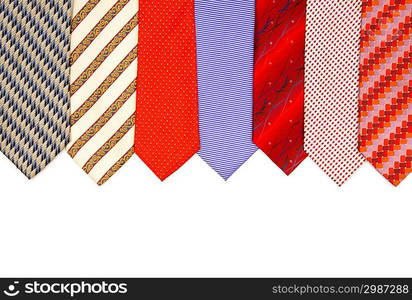 Selection of ties isolated on the white