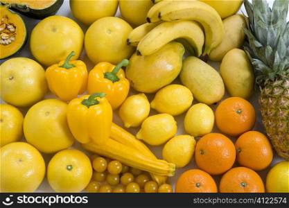 Selection of yellow fruit and vegetable